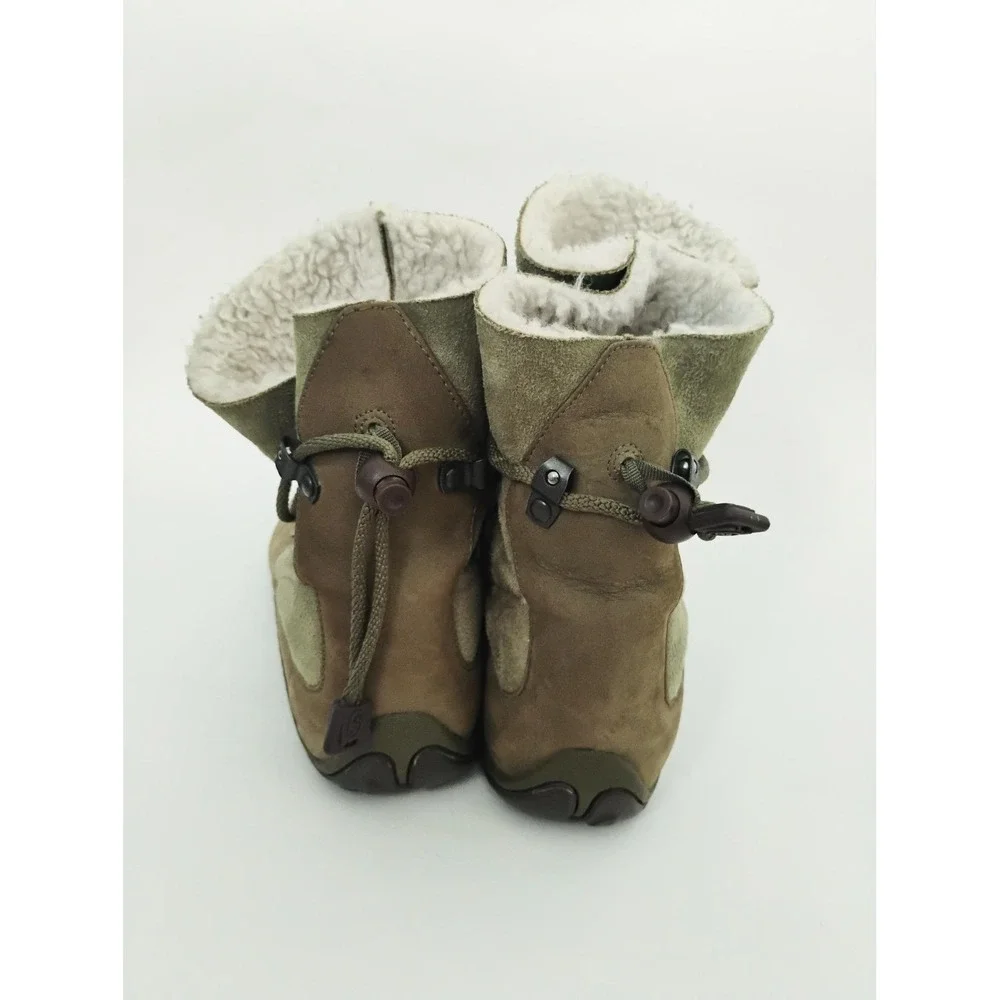 Merrell Forecast Tug Winter Boots Womens 6 Dark Green Leather Suede Vibram